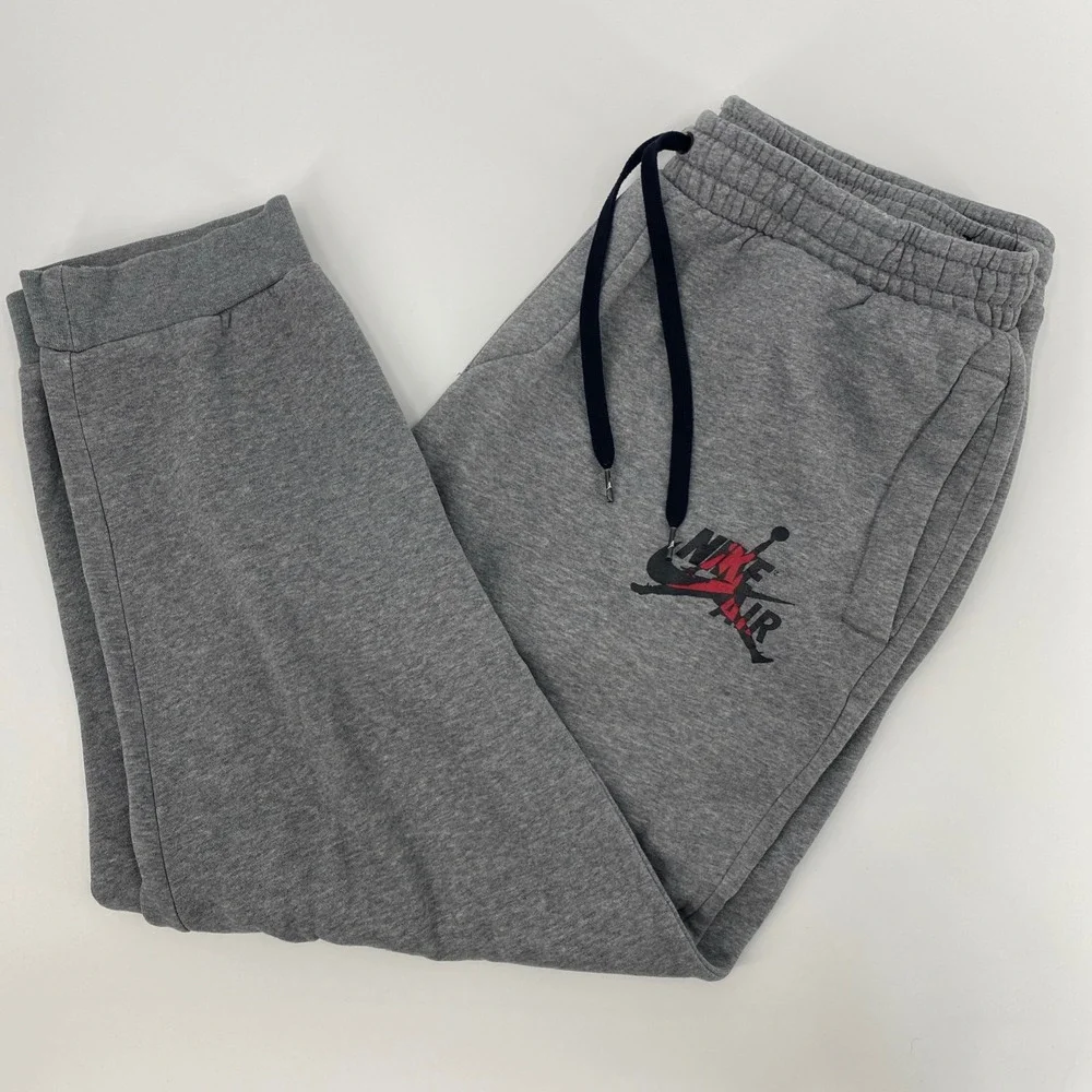 Jordan Sweatpants Mens XL Gray Nike Air Jumpman Fleece Joggers Athletic Pants